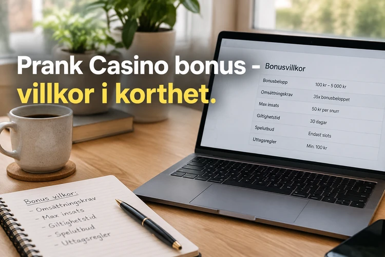 Prank Casino bonus - villkor i korthet
